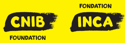Logo image with text for CNIB Foundation in English and French.